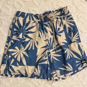 Quiksilver Tropical Blue and Cream Athletic Shorts